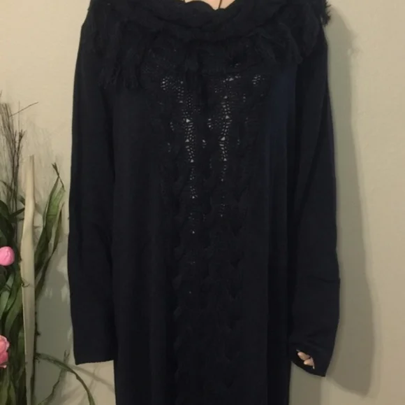 1X Sweater Dress. Cowl Neck. - Picture 3 of 6